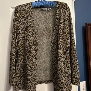 Chicos Leopard Print Open Cardigan